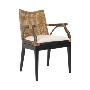 Solid Wood Japandi Rattan Accent Chair