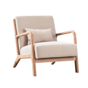 Japandi Style Wooden Frame Accent Chair