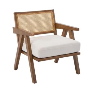 Mid-Century Modern Rattan Japandi Armchair