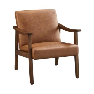 Japandi Faux Leather Accent Chair