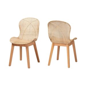 Natural Rattan Japandi Accent Chair Set