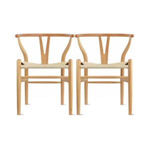 2-Piece Wishbone Wooden Japandi Armchair Set